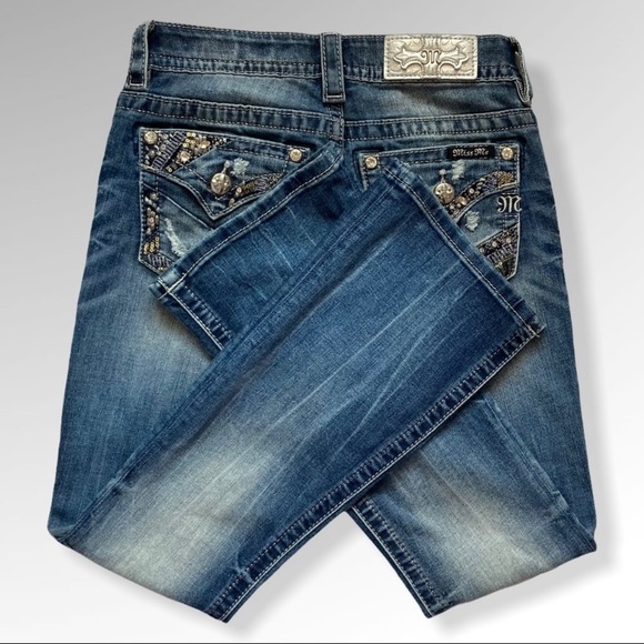 Miss Me Distressed Standard Boot Leg Jeans Sz 25 - Picture 6 of 11